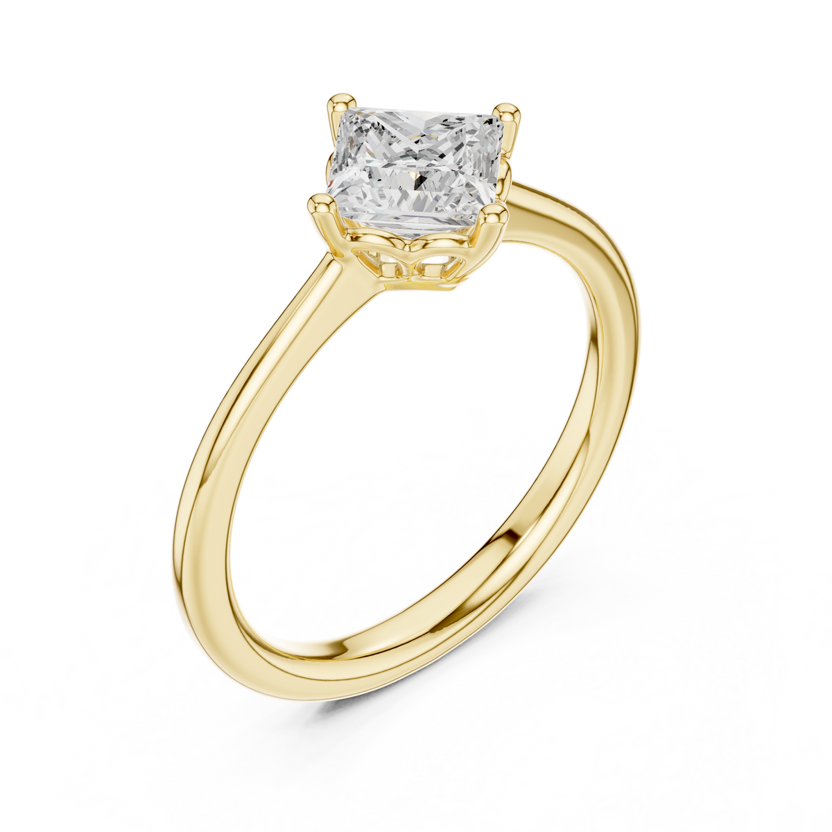 Princess Cut Lab Diamond Solitaire Rings - View 2