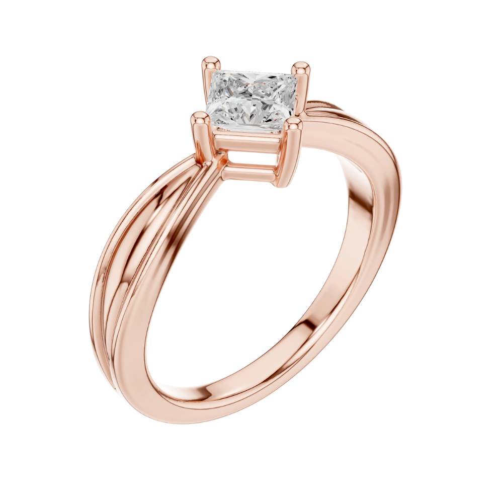 Princess Cut Split Shank Lab Diamond Solitaire Engagement Ring - View 5