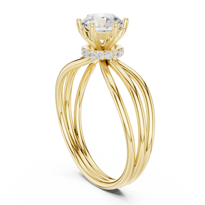 Triple Row Round Lab Diamond Solitaire Engagement Ring - View 5