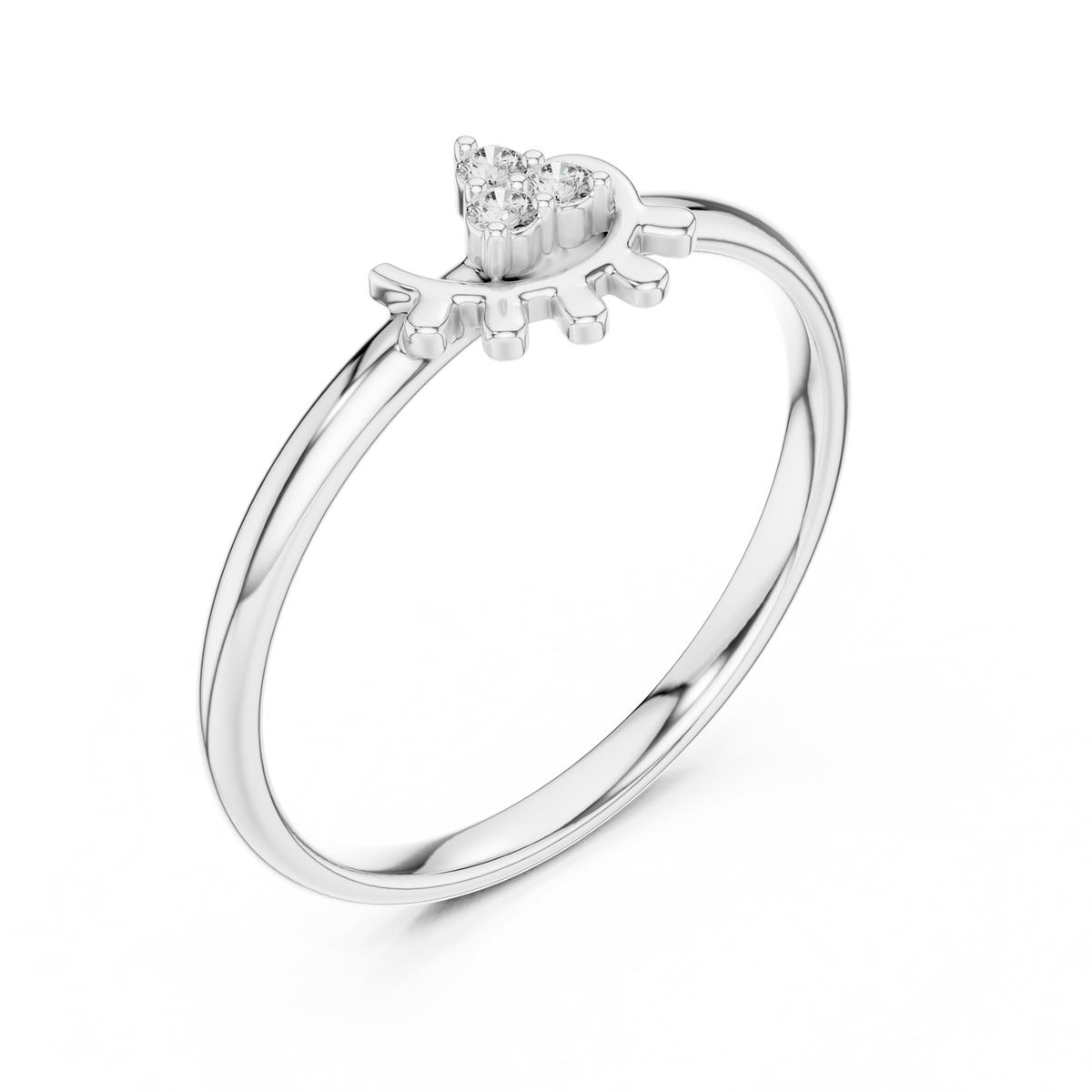 modern round lab diamond cluster delicate ring - view 4