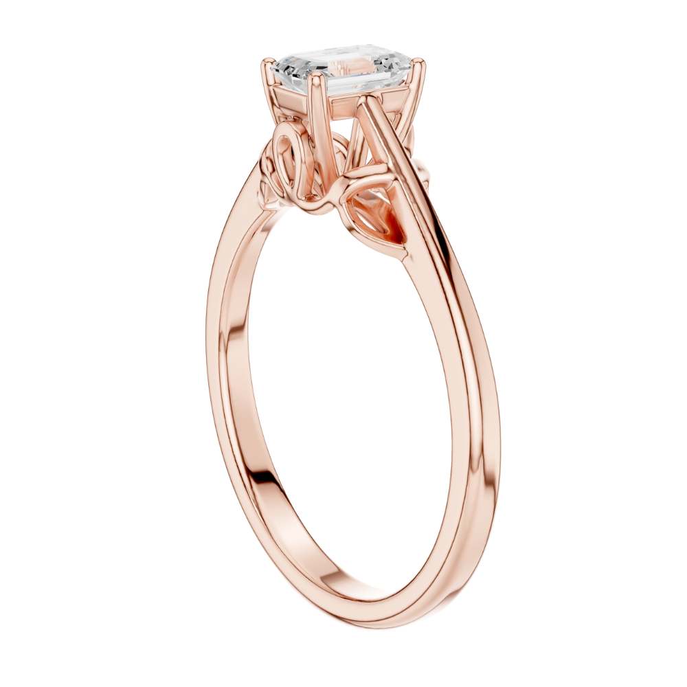 emerald cut lab diamond solitaire basket ring - view 11
