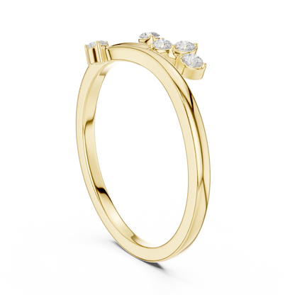 Moissanite Diamond Leaf Branch Open Bypass Ring - View 3
