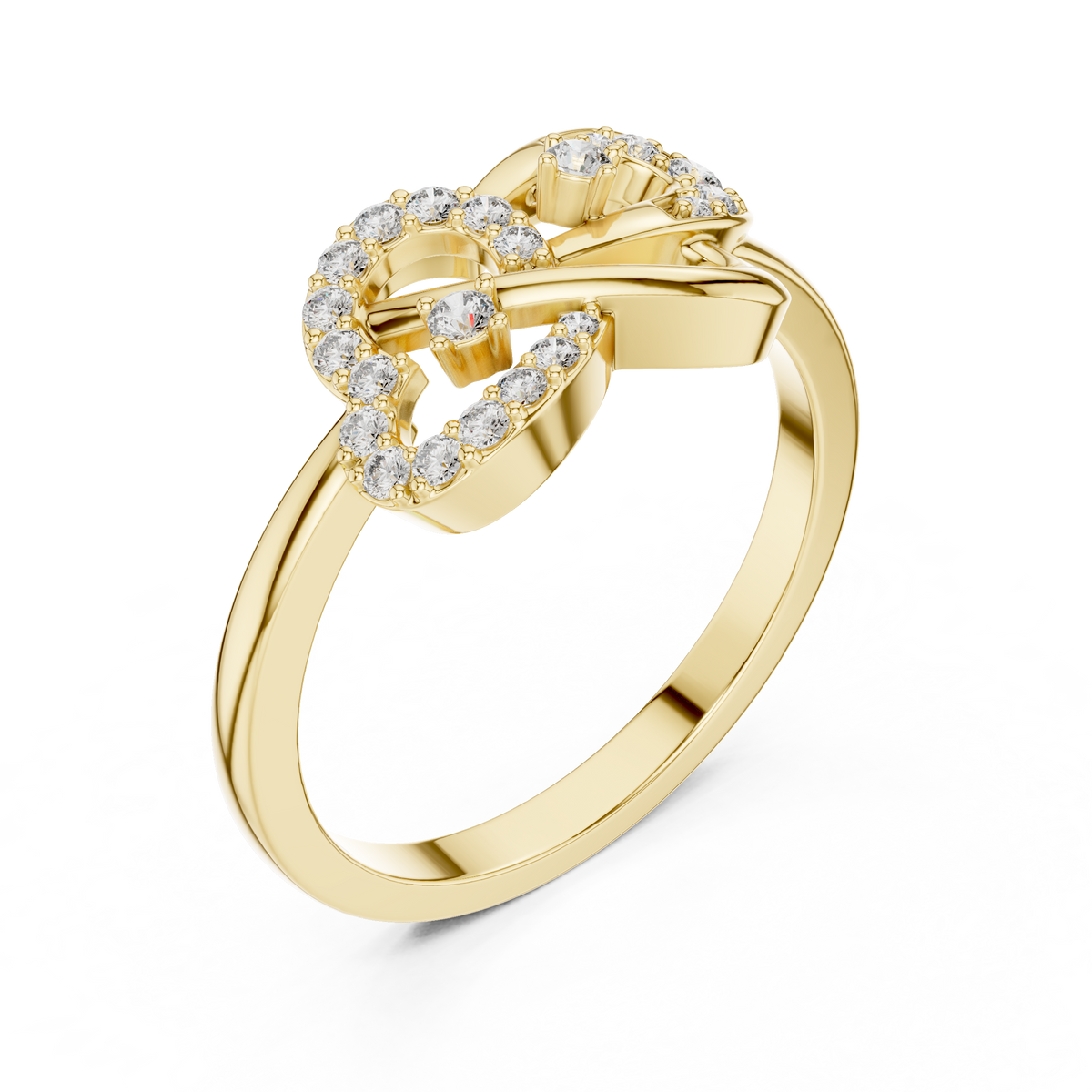 infinity round cut lab diamond openwork pave gold statement ring - view 2
