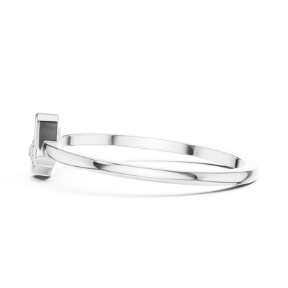 Round Cut Lab Diamond Open Square Geometric Solitaire Ring - View 9