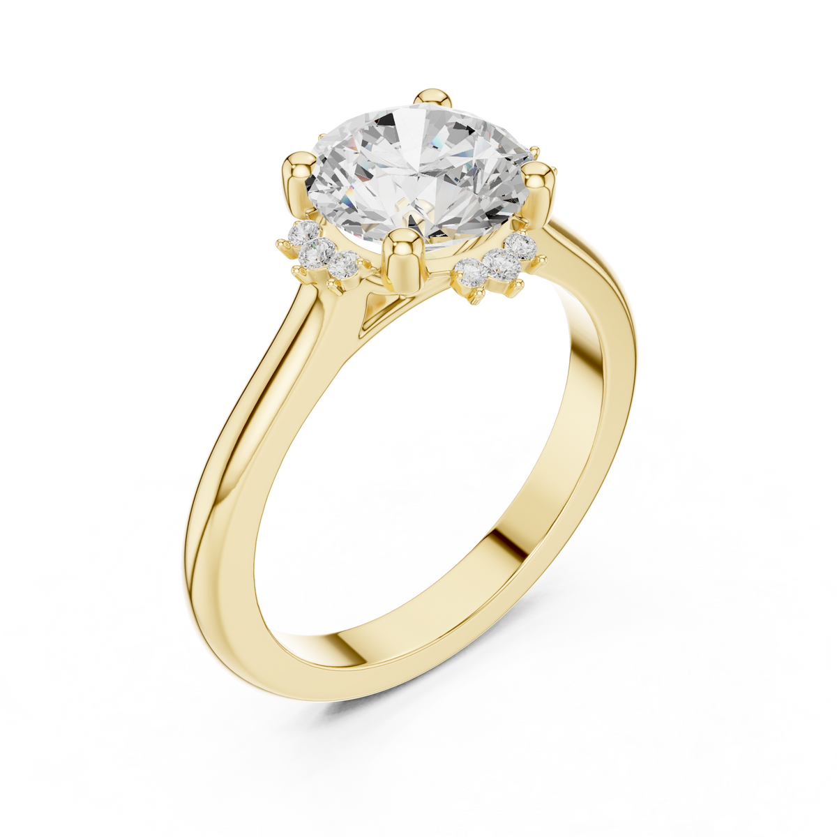 Round Brilliant Three Stone Moissanite Diamond Ring - View 2