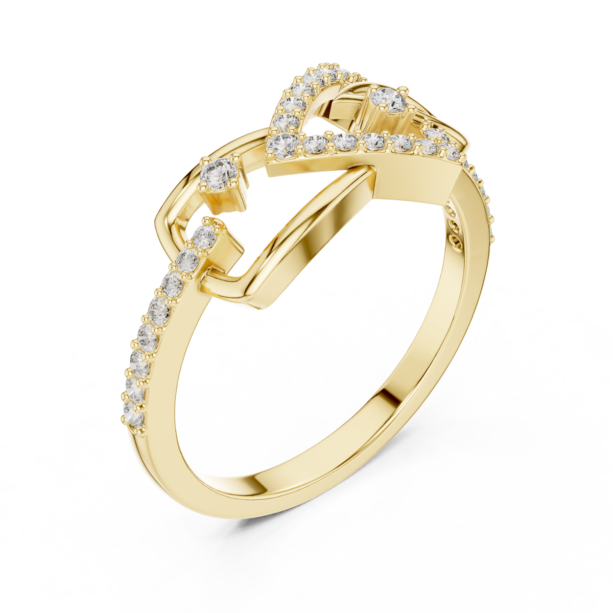 Open Trillion Shape Pave Lab Diamond Wedding Ring - View 2