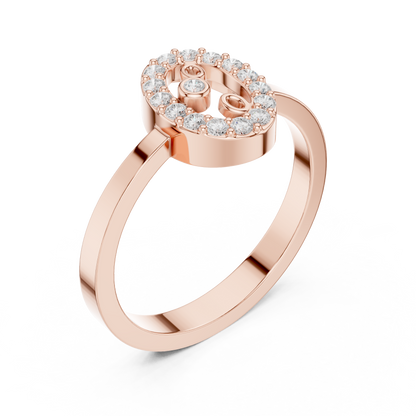 Open Oval Shape Halo Round Lab Diamond Statement Ring - View 3