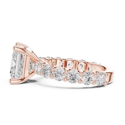 Pave Setting Princess Cut Lab Diamond Wedding Ring - View 9