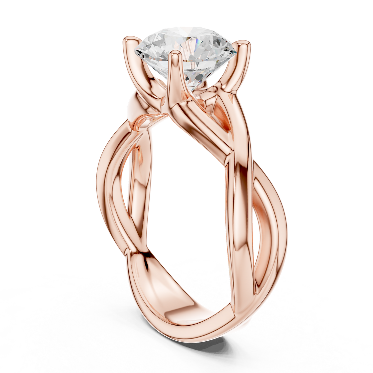 Round Cut Lab Diamond Infinity Twist Ring - View 2