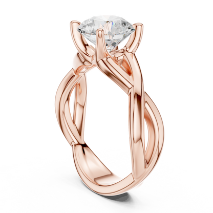 Round Cut Lab Diamond Infinity Twist Ring - View 2