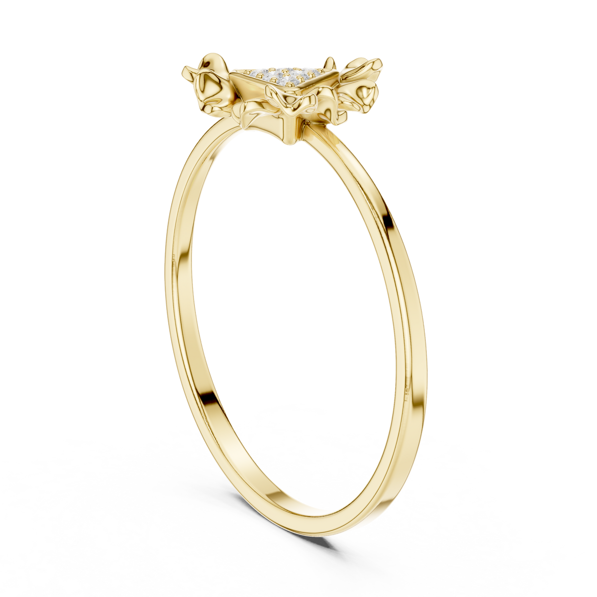 Trillion Shape Round Cut Lab Diamond Floral Statement Ring - View 5