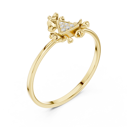 Trillion Shape Round Cut Lab Diamond Floral Statement Ring - View 2