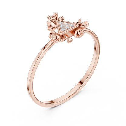Trillion Shape Round Cut Lab Diamond Floral Statement Ring - View 3