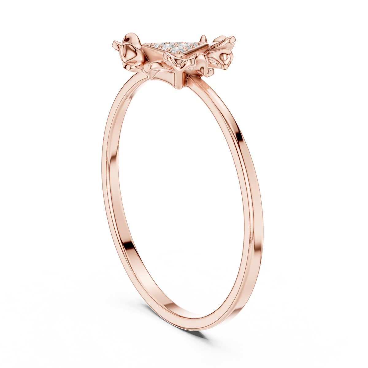 Trillion Shape Round Cut Lab Diamond Floral Statement Ring - View 6