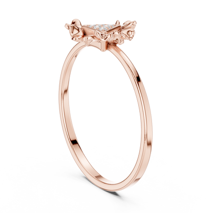 Trillion Shape Round Cut Lab Diamond Floral Statement Ring - View 6