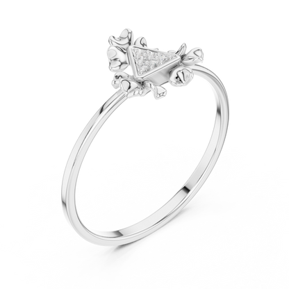Trillion Shape Round Cut Lab Diamond Floral Statement Ring - View 4
