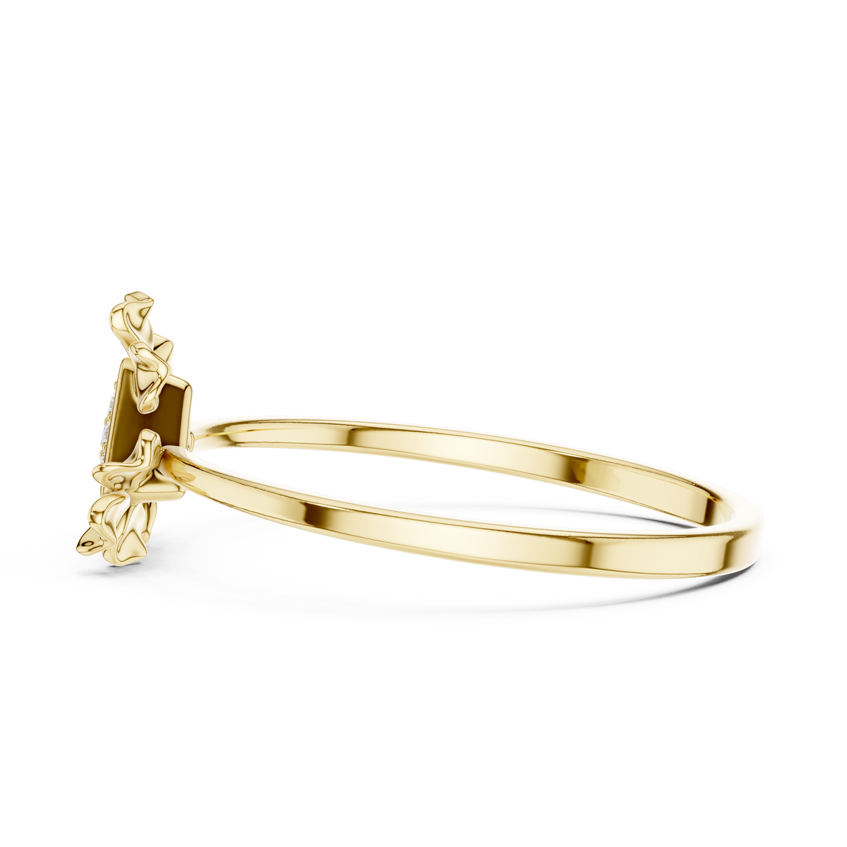 Trillion Shape Round Cut Lab Diamond Floral Statement Ring - View 8