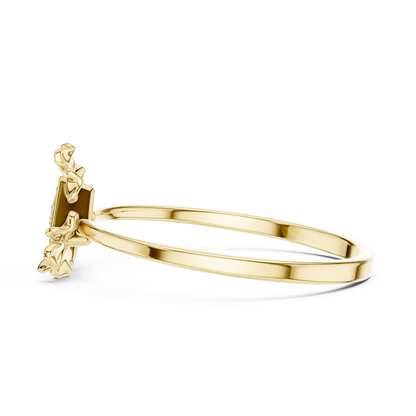 Trillion Shape Round Cut Lab Diamond Floral Statement Ring - View 8