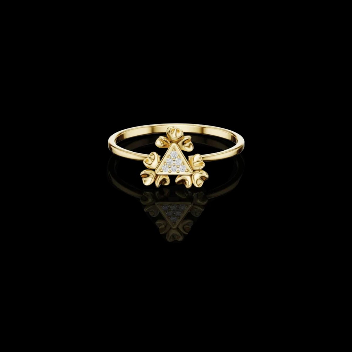 trillion shape round cut lab diamond floral statement ring