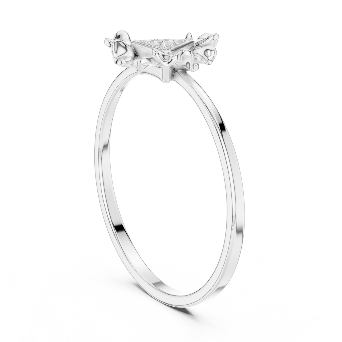 Trillion Shape Round Cut Lab Diamond Floral Statement Ring - View 7