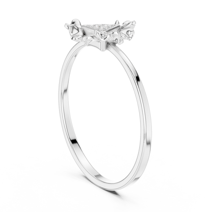 Trillion Shape Round Cut Lab Diamond Floral Statement Ring - View 7