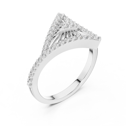 Triangle Round Lab Diamond Statement Ring Geometric Pave Design - View 4