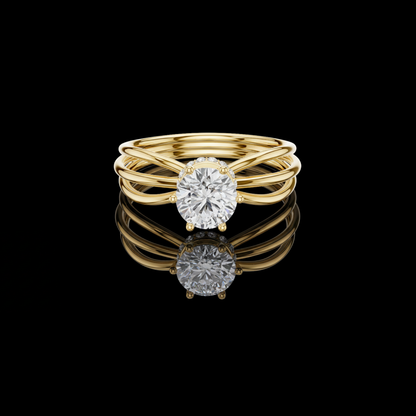 Triple Row Round Lab Diamond Solitaire Engagement Ring