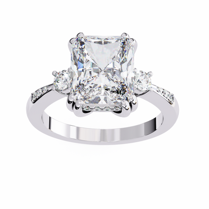 Radiant Cut Three Stone Lab Diamond Solitaire Wedding Ring - View 4