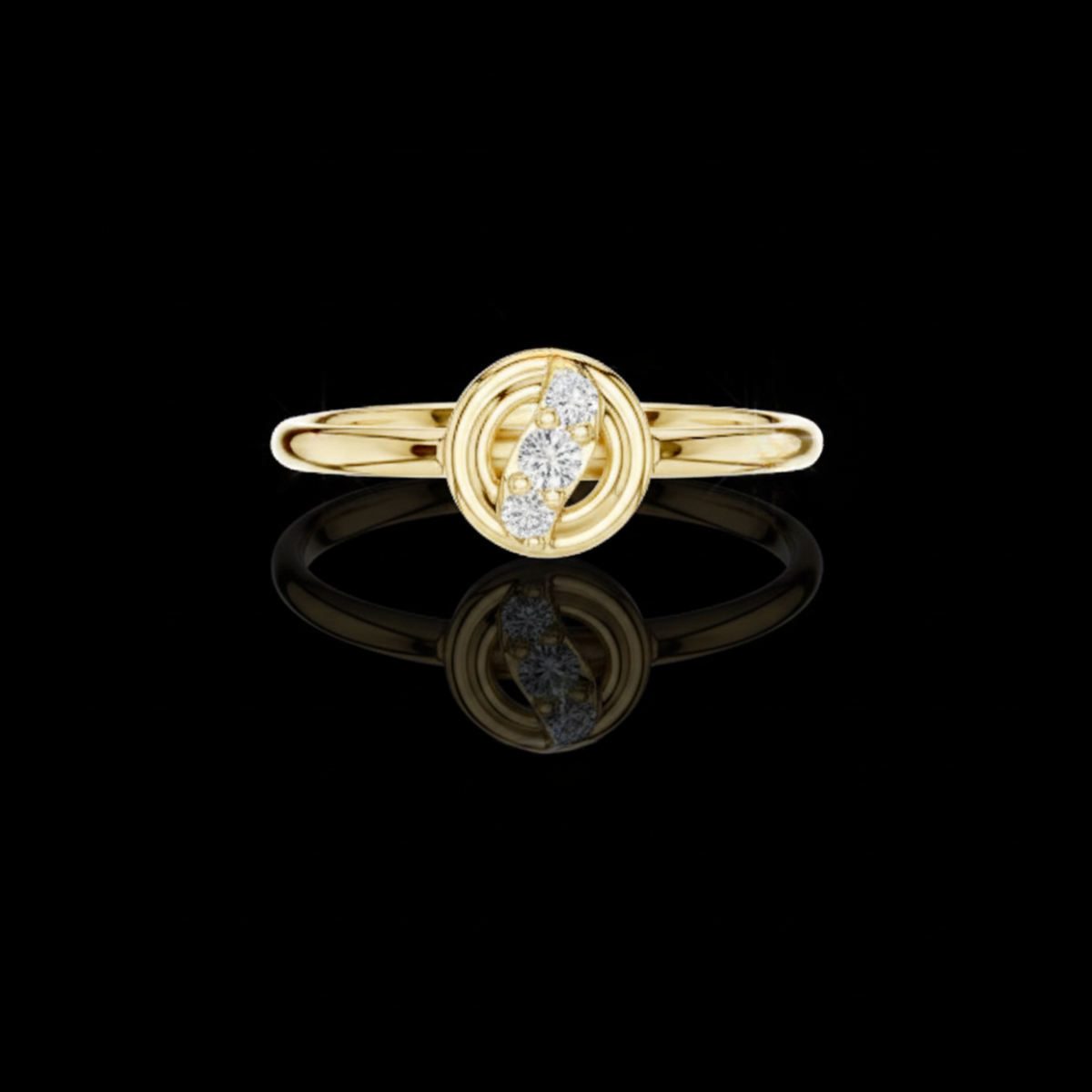 round cut lab diamond cluster ring with open frame design