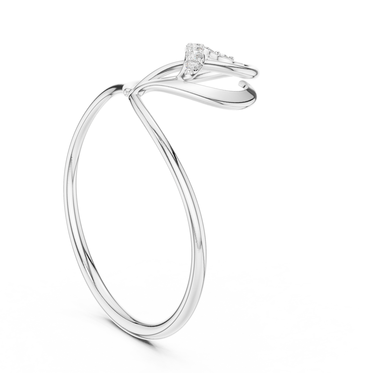 interlocking pave round lab diamond open heart shape engagement ring - view 7