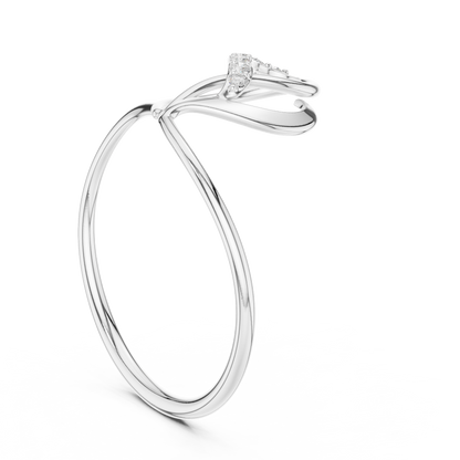 Interlocking Pave Round Lab Diamond Open Heart Shape Engagement Ring - View 7
