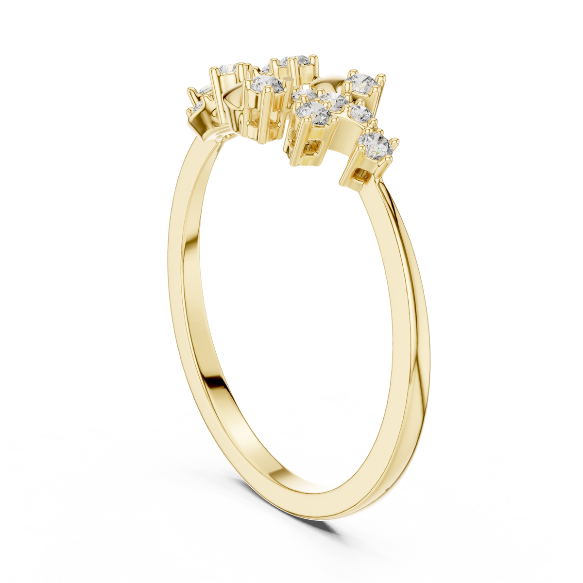 Floral Vine Lab Diamond Cluster Ring - View 3