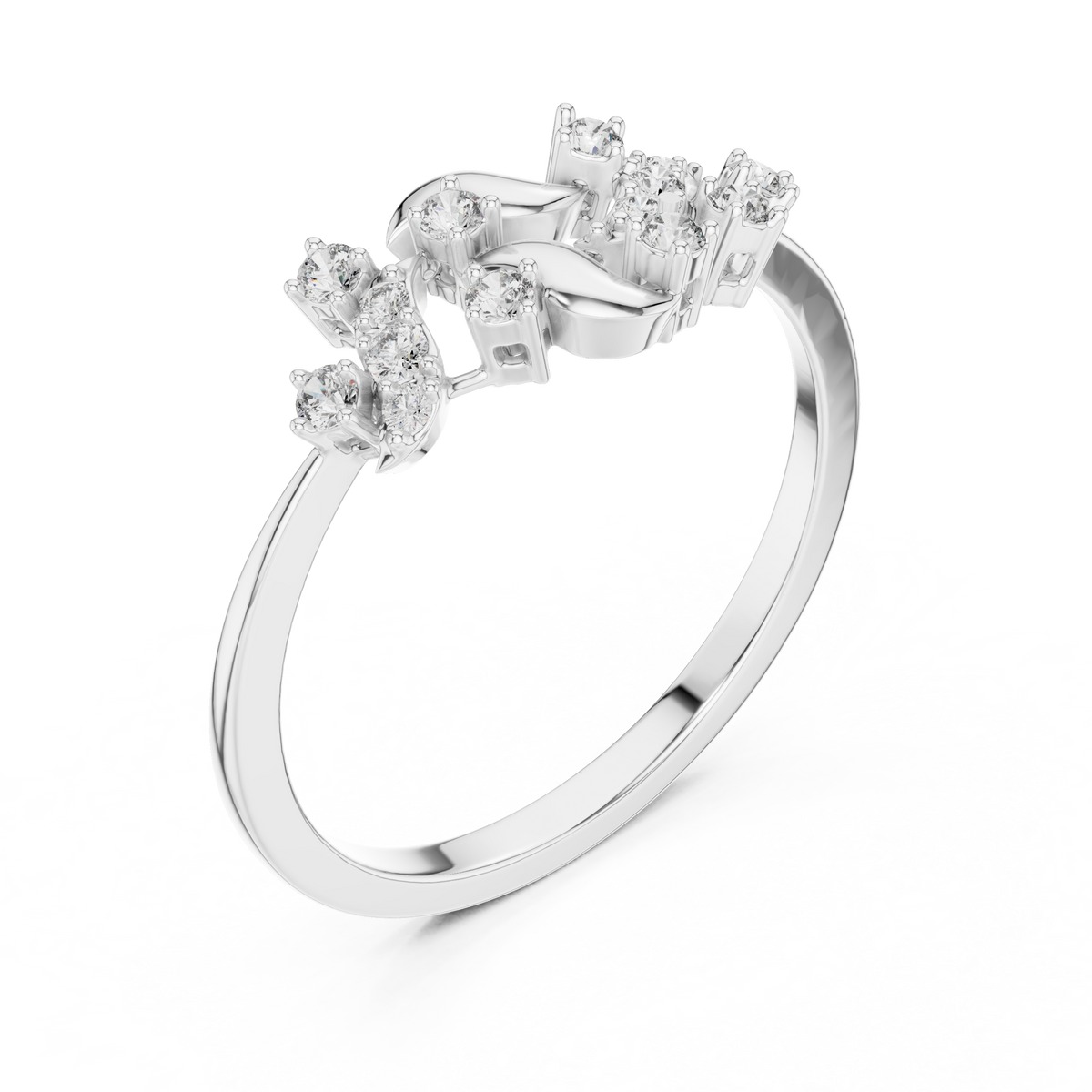 floral vine lab diamond cluster ring - view 8