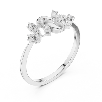 Floral Vine Lab Diamond Cluster Ring - View 8