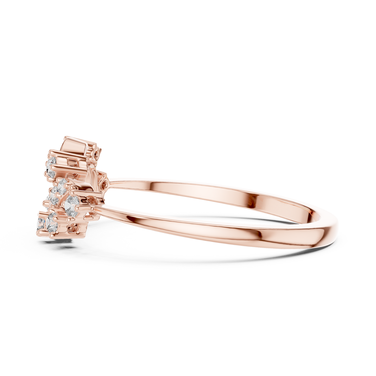 Floral Vine Lab Diamond Cluster Ring - View 7