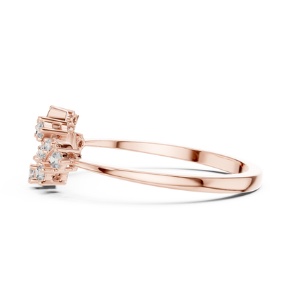 Floral Vine Lab Diamond Cluster Ring - View 7