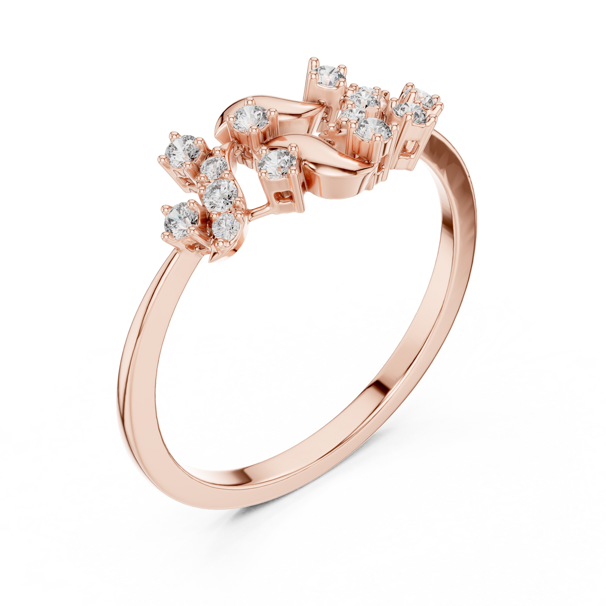 Floral Vine Lab Diamond Cluster Ring - View 5