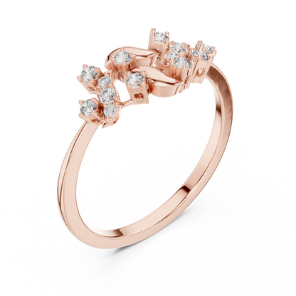 Floral Vine Lab Diamond Cluster Ring - View 5