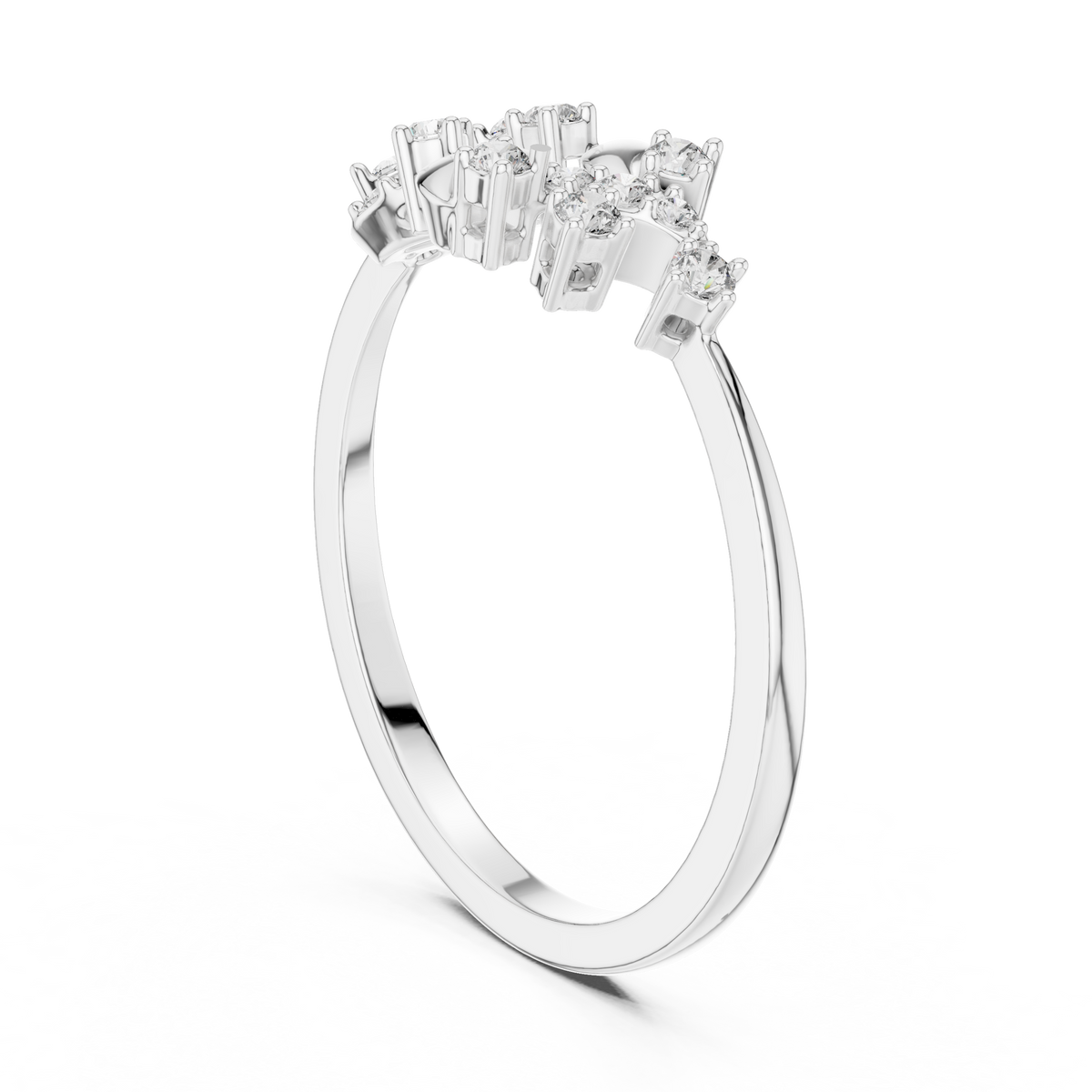 Floral Vine Lab Diamond Cluster Ring - View 9