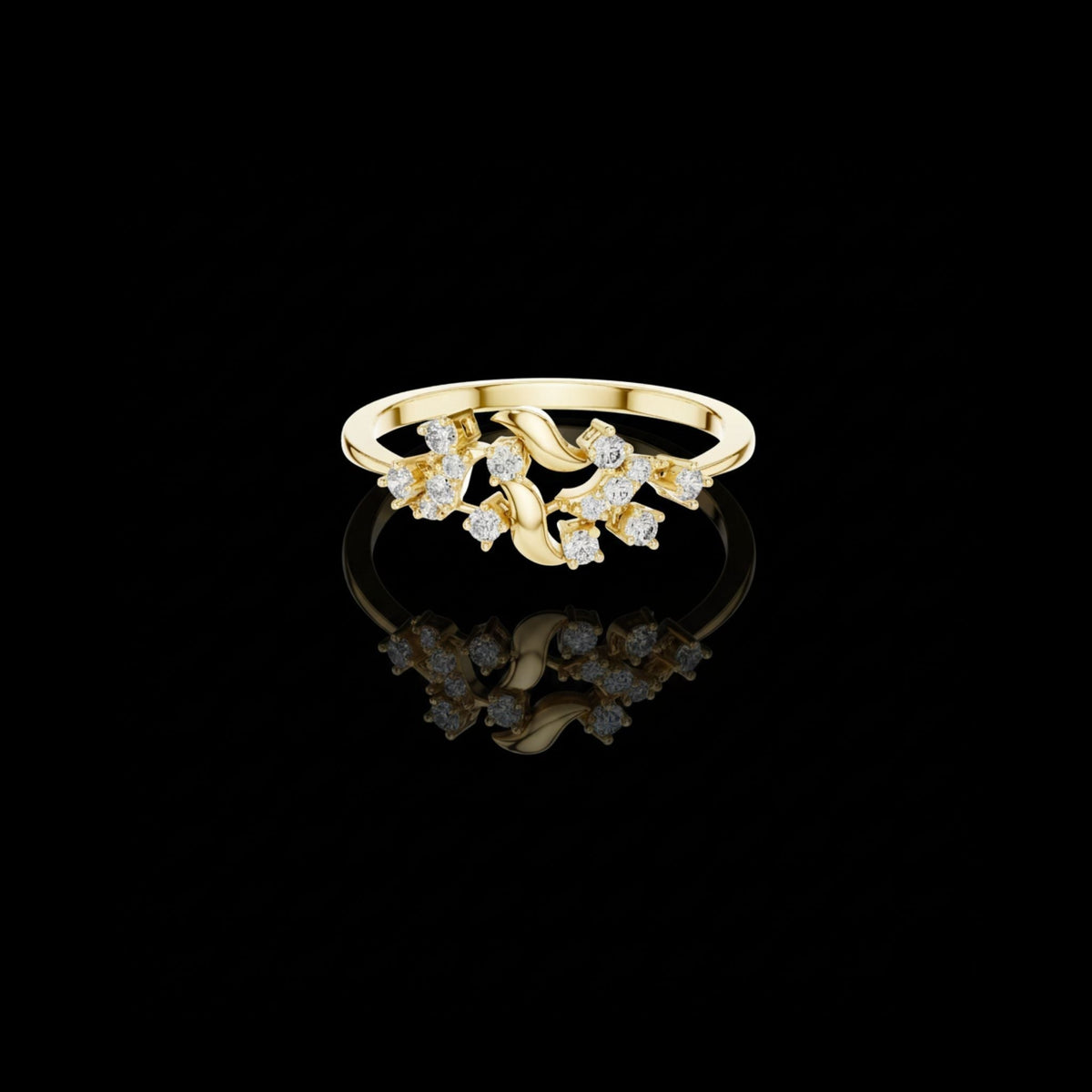 floral vine lab diamond cluster ring