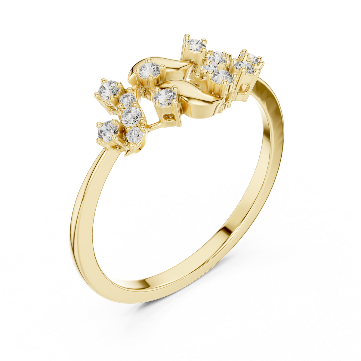 Floral Vine Lab Diamond Cluster Ring - View 2