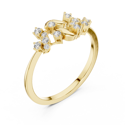 Floral Vine Lab Diamond Cluster Ring - View 2