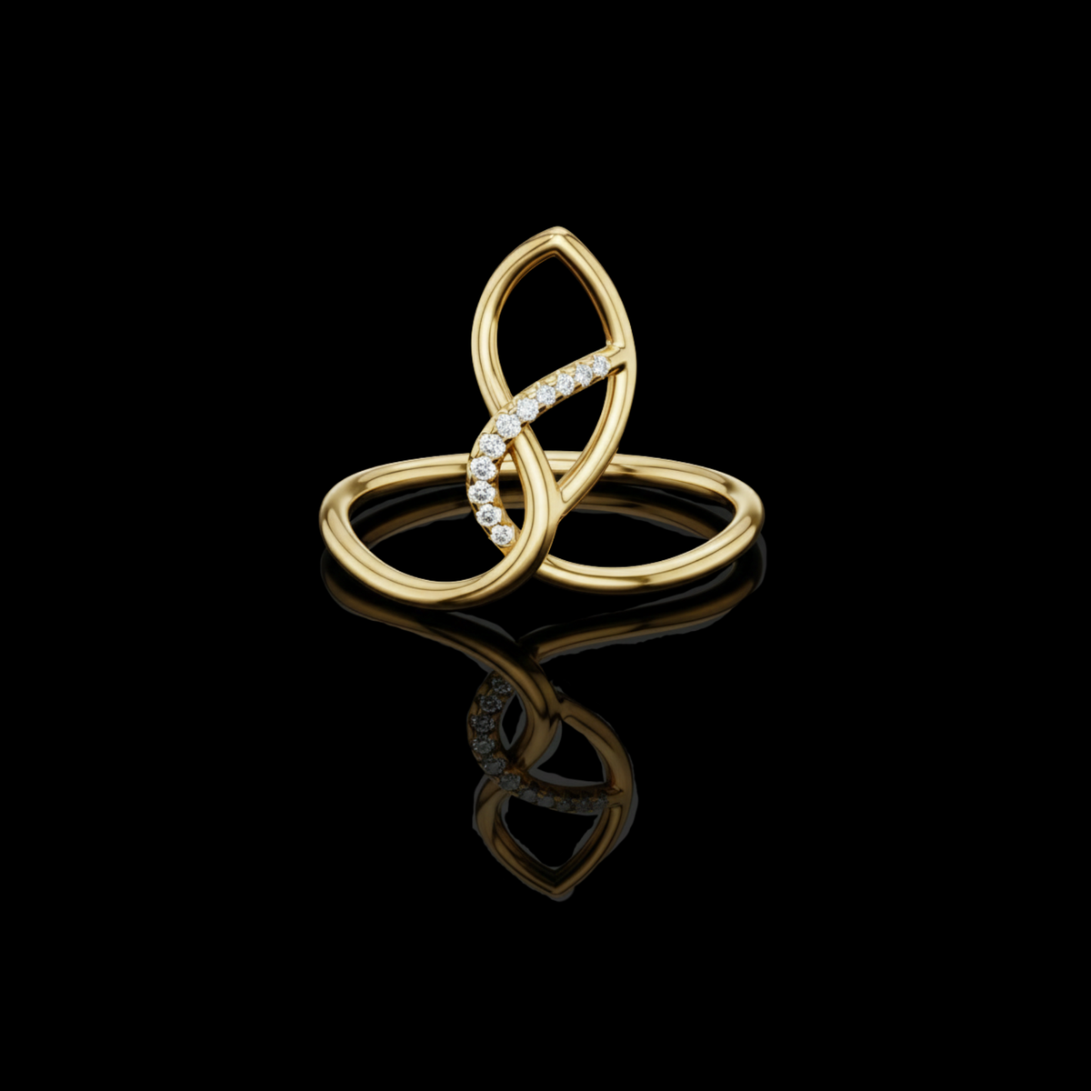 twisted loop round moissanite diamond engagement ring