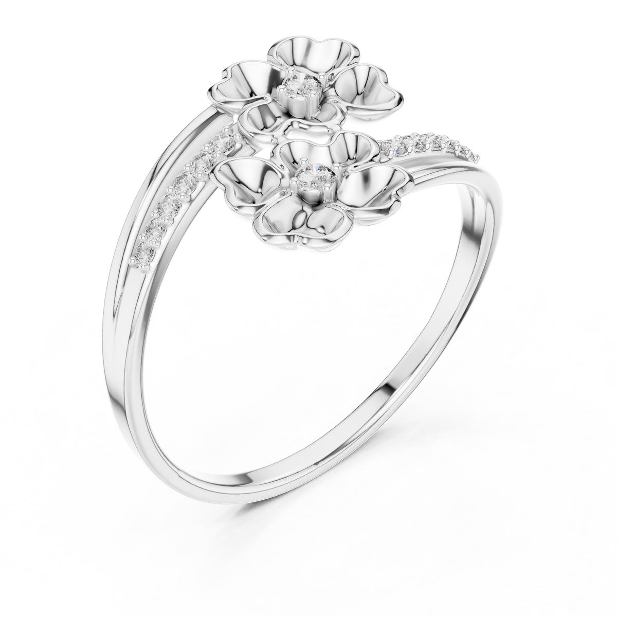 dual flower bypass split pave shank lab ring - view 4
