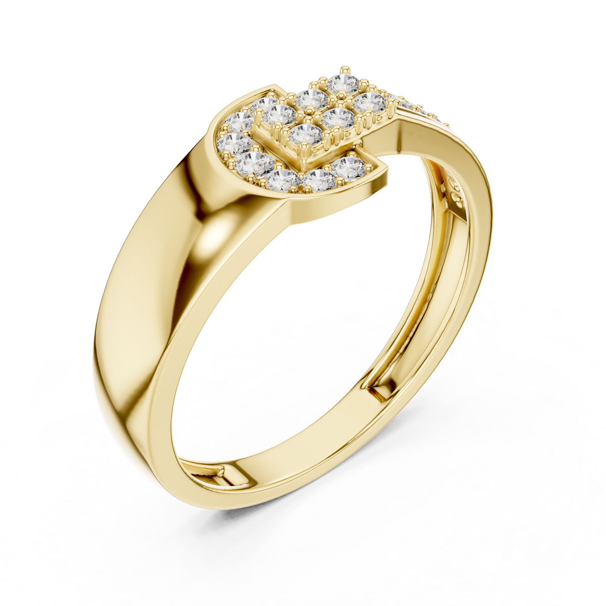 round lab diamond pave statement engagement ring - view 4