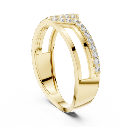 Round Lab Diamond Openwork Statement Ring Geometric Pave Band - View 7