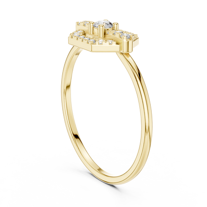 Hexagon Shape Pave Setting Round Lab Diamond Statement Engagement Ring - View 10