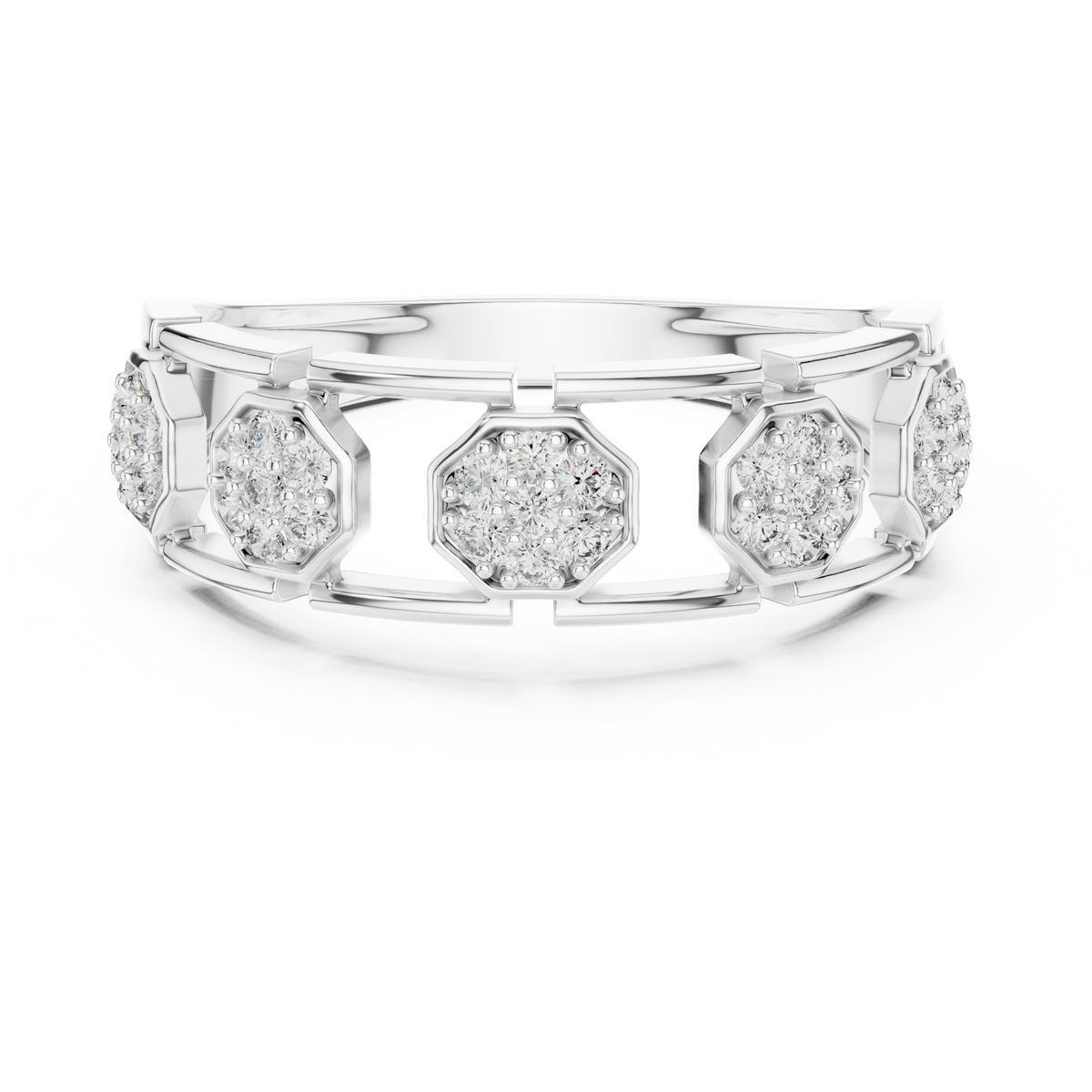 Round Cut Lab Diamond Openwork Band Ring - View 3