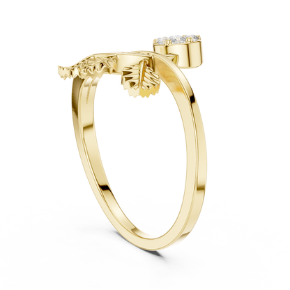Nature Inspired Lab Diamond Leaf Delicate Ring - View 5