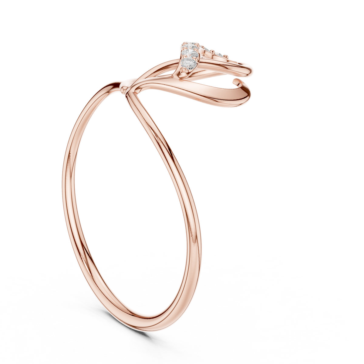 interlocking pave round lab diamond open heart shape engagement ring - view 6